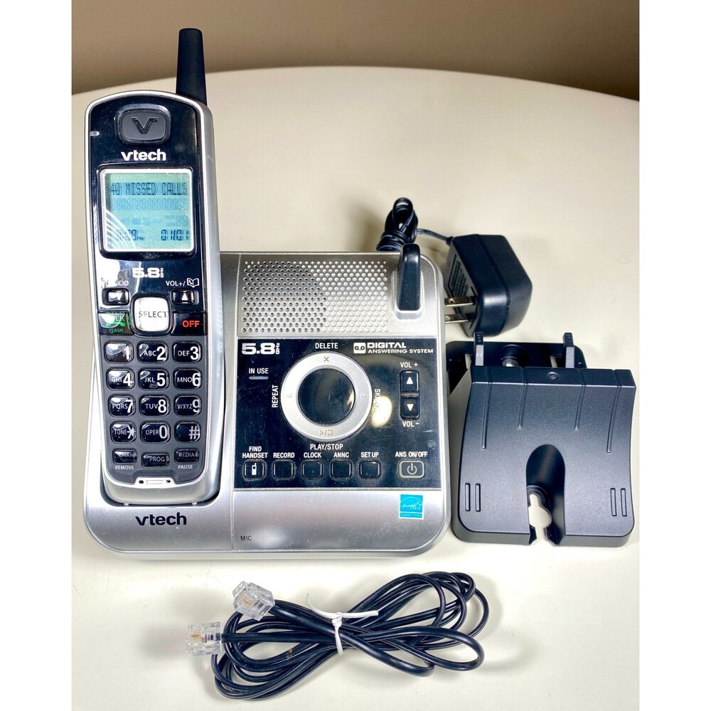 VTech CS5121 Cordless Phone Silver Black 1 Handset Digital Answering System
